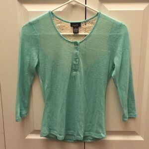Seafoam Green Lace-Back Blouse Junior’s Small
